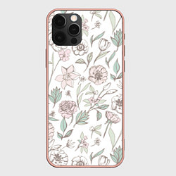 Чехол для iPhone 12 Pro Max Цветы Астры и Розы На Светлом Фоне, цвет: 3D-светло-розовый