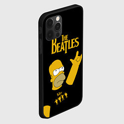 Чехол для iPhone 12 Pro Max The Beatles Гомер Симпсон Рокер, цвет: 3D-черный — фото 2