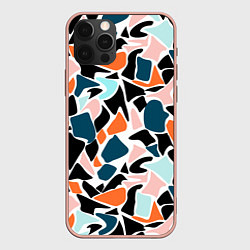 Чехол для iPhone 12 Pro Max Абстрактный современный разноцветный узор в оранже, цвет: 3D-светло-розовый