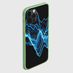 Чехол для iPhone 12 Pro Max Синие волны-молнии, цвет: 3D-салатовый — фото 2