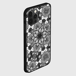 Чехол для iPhone 12 Pro Max Черно-белый геометрический мозаичный узор, цвет: 3D-черный — фото 2