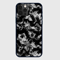 Чехол для iPhone 12 Pro Max Черно-белый абстрактный камуфляж, цвет: 3D-черный