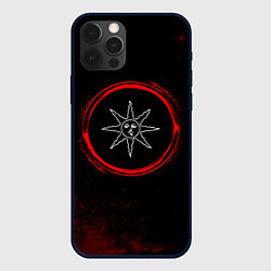 Чехол для iPhone 12 Pro Max Символ Dark Souls и краска вокруг на темном фоне, цвет: 3D-черный