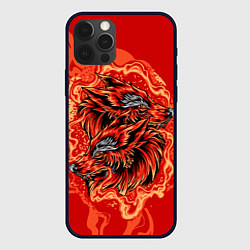 Чехол для iPhone 12 Pro Max Огненные лисы, цвет: 3D-черный