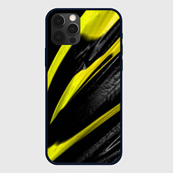 Чехол для iPhone 12 Pro Max Жёлтая и Чёрная Масляная Краска, цвет: 3D-черный