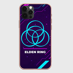 Чехол для iPhone 12 Pro Max Символ Elden Ring в неоновых цветах на темном фоне, цвет: 3D-светло-розовый