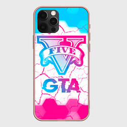 Чехол для iPhone 12 Pro Max GTA Neon Gradient, цвет: 3D-светло-розовый