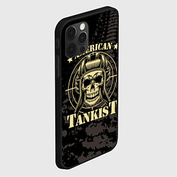 Чехол для iPhone 12 Pro Max American tankist Skull in the headset, цвет: 3D-черный — фото 2
