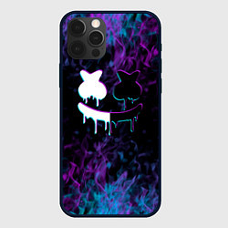 Чехол для iPhone 12 Pro Max Marshmello neon пламя, цвет: 3D-черный