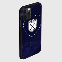 Чехол для iPhone 12 Pro Max Лого West Ham в сердечке на фоне мячей, цвет: 3D-черный — фото 2