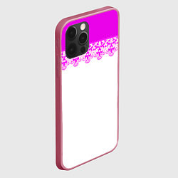 Чехол для iPhone 12 Pro Max White and pink lace pattern, цвет: 3D-малиновый — фото 2