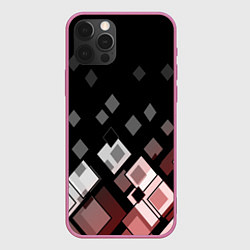 Чехол для iPhone 12 Pro Max Geometric pattern черно-коричневый узор Ромбы, цвет: 3D-малиновый
