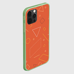 Чехол для iPhone 12 Pro Max Геометрические Фигуры На Оранжевом Фоне, цвет: 3D-салатовый — фото 2