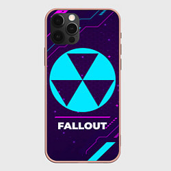 Чехол для iPhone 12 Pro Max Символ Fallout в неоновых цветах на темном фоне, цвет: 3D-светло-розовый