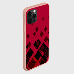 Чехол для iPhone 12 Pro Max Геометрический узор в красно-черных тонах, цвет: 3D-светло-розовый — фото 2