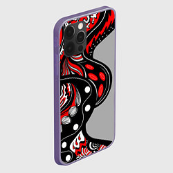 Чехол для iPhone 12 Pro Max Красно-чёрные дудлы, цвет: 3D-серый — фото 2