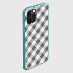 Чехол для iPhone 12 Pro Max Бело-серый клетчатый узор tartan, цвет: 3D-мятный — фото 2