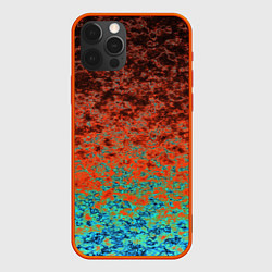 Чехол для iPhone 12 Pro Max Turquoise brown abstract marble pattern, цвет: 3D-красный