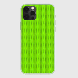 Чехол для iPhone 12 Pro Max Зеленые узоры из линий, цвет: 3D-салатовый