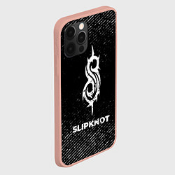 Чехол для iPhone 12 Pro Max Slipknot с потертостями на темном фоне, цвет: 3D-светло-розовый — фото 2