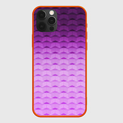 Чехол для iPhone 12 Pro Max Фиолетово-розовый геометрический узор Градиент, цвет: 3D-красный