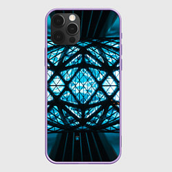 Чехол для iPhone 12 Pro Max Неоновые абстрактные фигуры и фонари - Синий, цвет: 3D-сиреневый