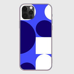 Чехол для iPhone 12 Pro Max Абстрактный набор геометрических фигур - Синий фон, цвет: 3D-серый