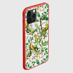 Чехол для iPhone 12 Pro Max Желтые Попугаи С Цветами, цвет: 3D-красный — фото 2