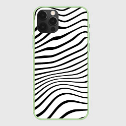 Чехол для iPhone 12 Pro Max Волновой линейный растр - зебра, цвет: 3D-салатовый