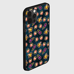 Чехол для iPhone 12 Pro Max Баклажаны персики бананы паттерн, цвет: 3D-черный — фото 2