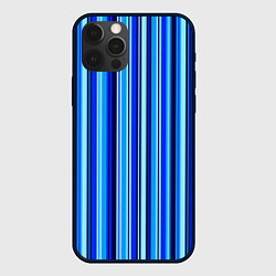 Чехол для iPhone 12 Pro Max Сине голубые полосы, цвет: 3D-черный