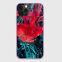 Чехол для iPhone 12 Pro Max Абстрактный всплеск розовой и голубой красок, цвет: 3D-сиреневый