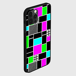Чехол для iPhone 12 Pro Max Неоновый геометрический узор на черном, цвет: 3D-черный — фото 2