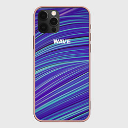 Чехол для iPhone 12 Pro Max Абстрактные волны Wave - синие, цвет: 3D-светло-розовый