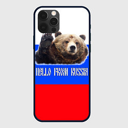 Чехол для iPhone 12 Pro Max Привет из России - медведь и триколор, цвет: 3D-черный