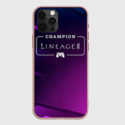 Чехол для iPhone 12 Pro Max Lineage 2 gaming champion: рамка с лого и джойстик, цвет: 3D-светло-розовый