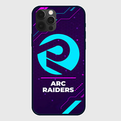 Чехол для iPhone 12 Pro Max Символ ARC Raiders в неоновых цветах на темном фон, цвет: 3D-черный