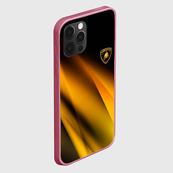 Чехол для iPhone 12 Pro Max Ламборгини - желтая абстракция, цвет: 3D-малиновый — фото 2