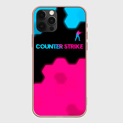 Чехол для iPhone 12 Pro Max Counter Strike - neon gradient: символ сверху, цвет: 3D-светло-розовый