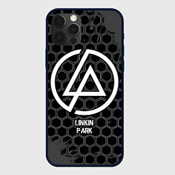 Чехол для iPhone 12 Pro Max Linkin Park glitch на темном фоне, цвет: 3D-черный