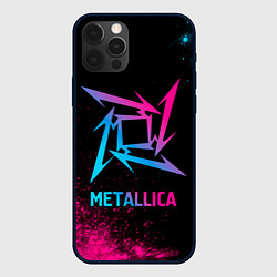 Чехол для iPhone 12 Pro Max Metallica - neon gradient, цвет: 3D-черный