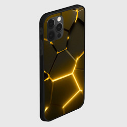 Чехол для iPhone 12 Pro Max Золотые неоновые геометрические плиты, цвет: 3D-черный — фото 2