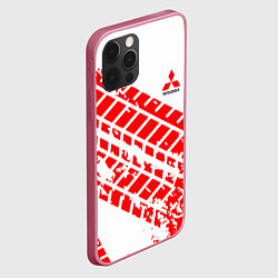 Чехол для iPhone 12 Pro Max Mitsubishi - красный след шины, цвет: 3D-малиновый — фото 2