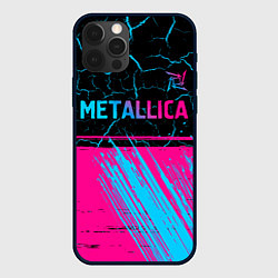 Чехол для iPhone 12 Pro Max Metallica - neon gradient: символ сверху, цвет: 3D-черный