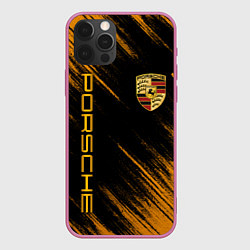 Чехол для iPhone 12 Pro Max Порше - Оранжевые потертости, цвет: 3D-малиновый