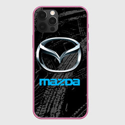 Чехол для iPhone 12 Pro Max Mazda - следы шин, цвет: 3D-малиновый