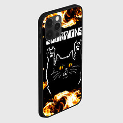 Чехол для iPhone 12 Pro Max Scorpions рок кот и огонь, цвет: 3D-черный — фото 2