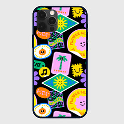 Чехол для iPhone 12 Pro Max Летние наклейки pop-art паттерн, цвет: 3D-черный