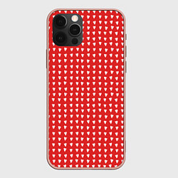 Чехол для iPhone 12 Pro Max Красные сердечки паттерн, цвет: 3D-светло-розовый