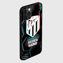 Чехол для iPhone 12 Pro Max Atletico Madrid FC в стиле glitch на темном фоне, цвет: 3D-черный — фото 2
